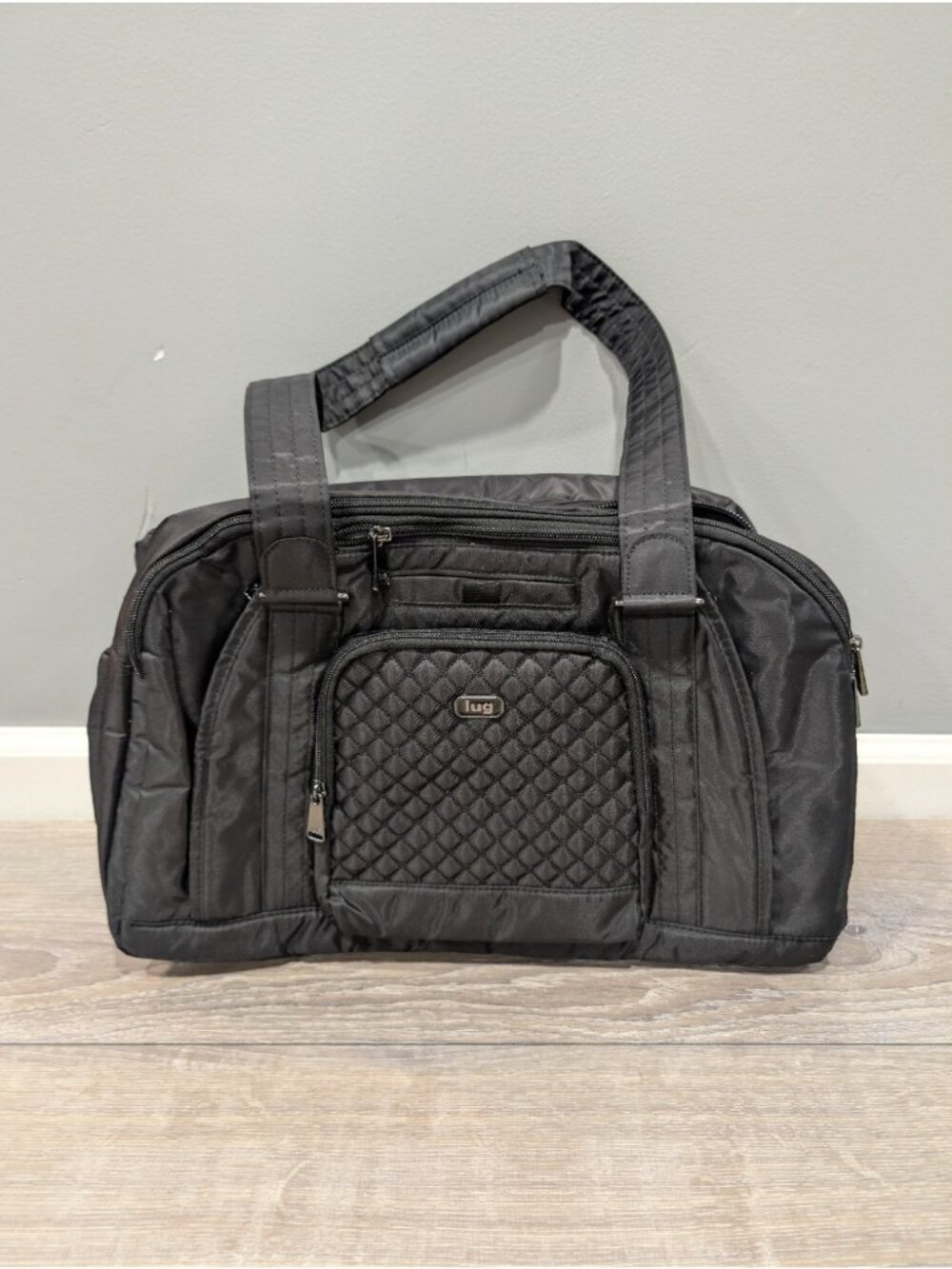 Lug Quilted Duffel Bag Propeller Black Gym Overnight EXCELLENT Condition NWOT